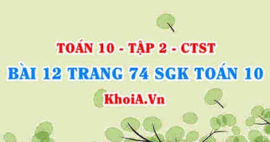 Bài 12 trang 74 SGK Toán 10 tập 2 Chân trời sáng tạo